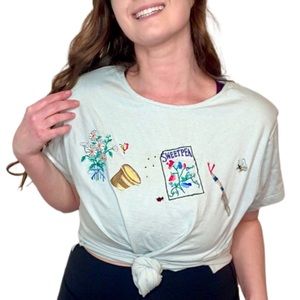 NWT VINTAGE 80s 90s Retro Grandma Style Spring Sweet Pea Bumblebee Tshirt Large
